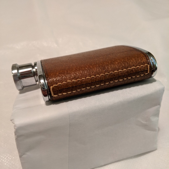 GUCCI Rare Embossed Leather & Silver Flask Italy - Picture 7 of 8